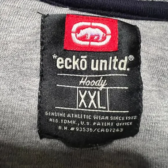 ECKO Hoodie Mens XXL Zip Hoody Sweatshirt Gray Distressed * - Picture 9 of 9